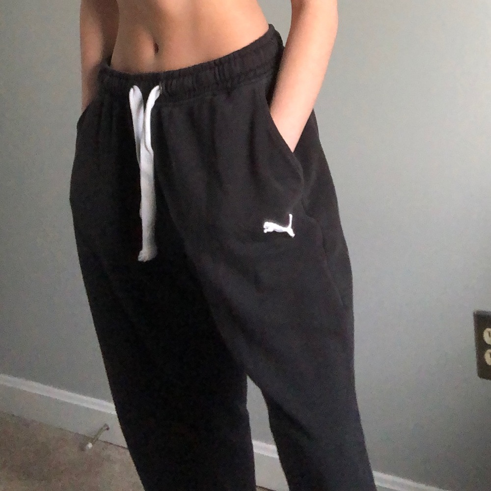 black puma drawstring sweatpants